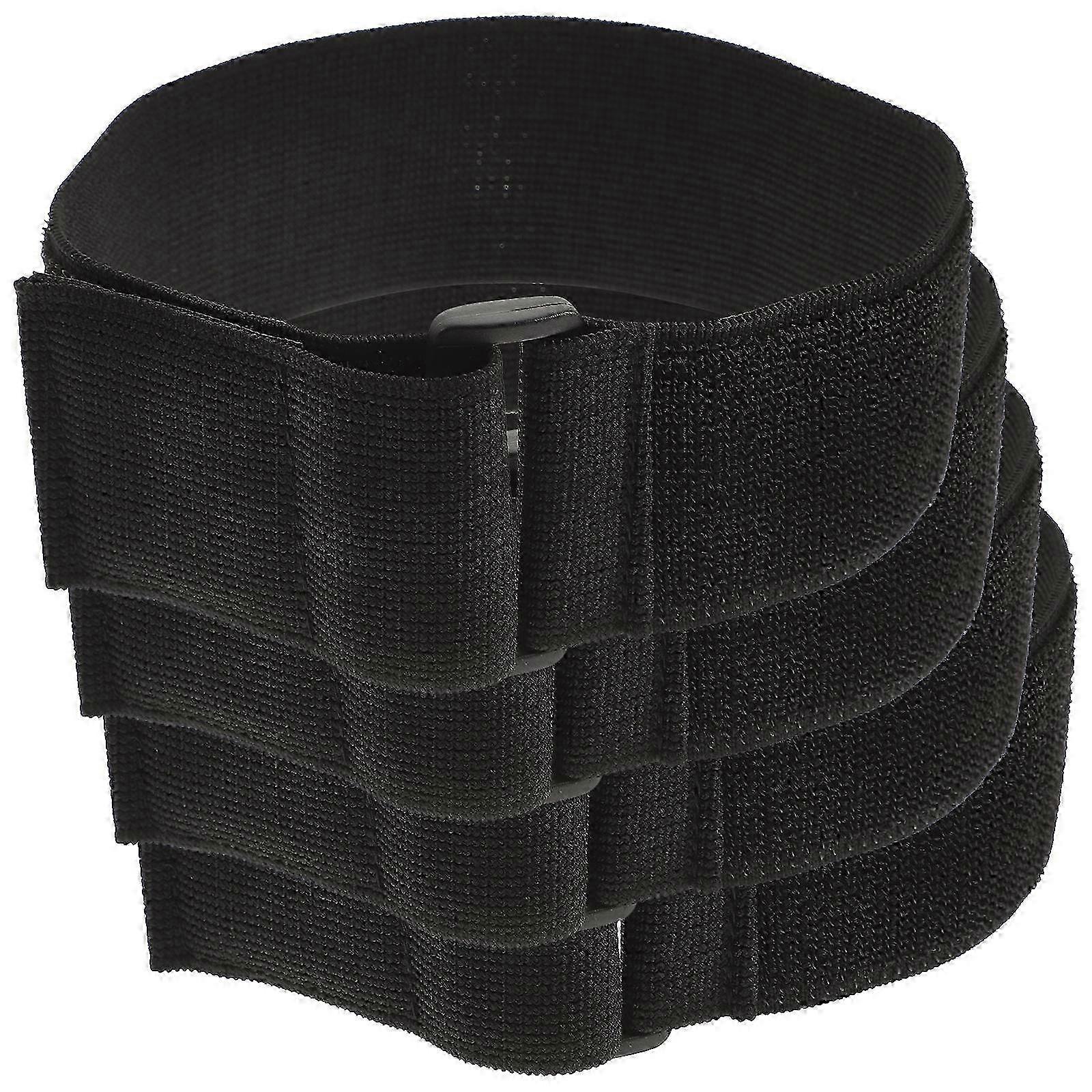 Hook And Loop Elastic Strap 4Pcs For Home Organization And Travel Black Adjustable Length Multipurpose