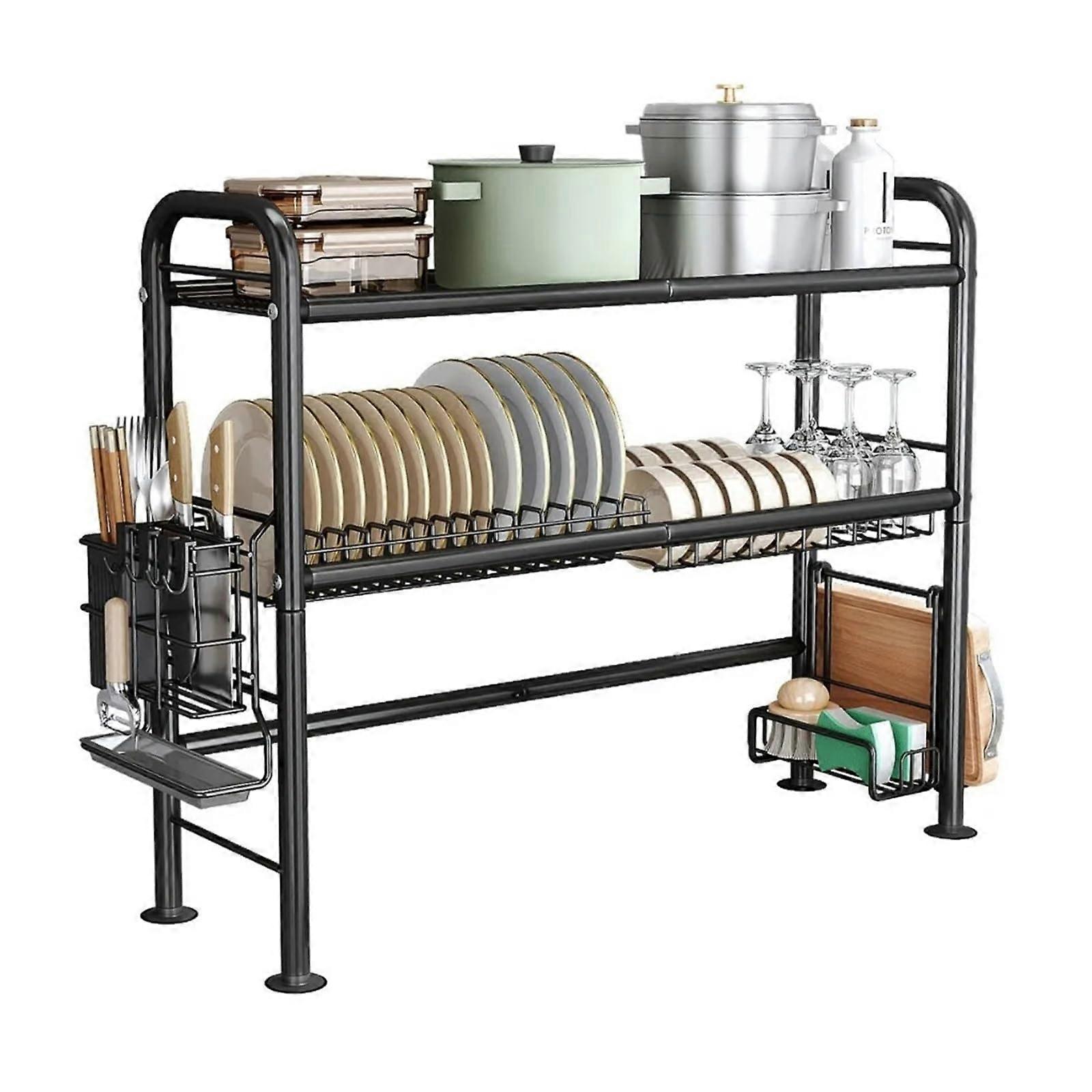 Over the Sink Dish Drying Rack with Utensil Holder, SpaceSaving Kitchen Counter Shelf