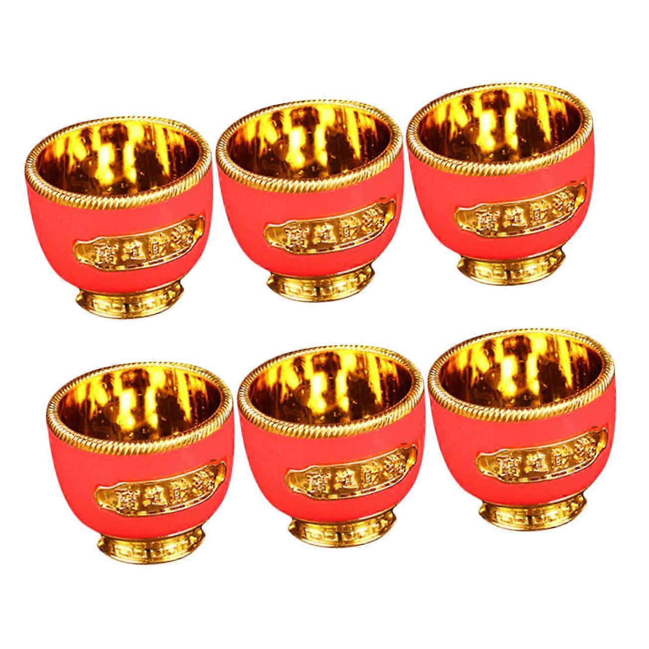 6 Pcs Small Plastic Buddhist Offering Cups Retro Lightweight Durable for Temple and Home Use
