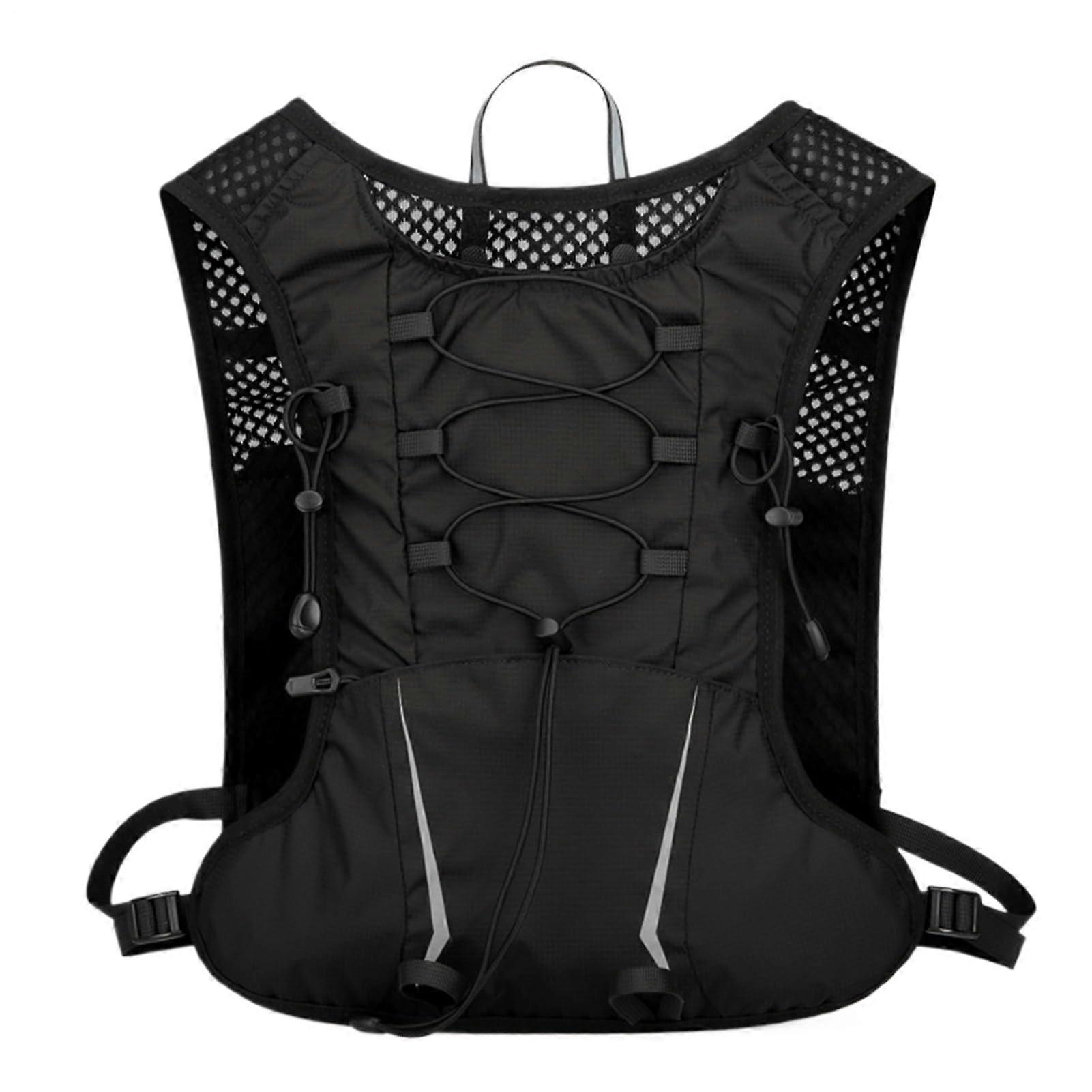 Hydration Backpack for Running and Hiking with Large Capacity, Adjustable Straps, Reflective Black