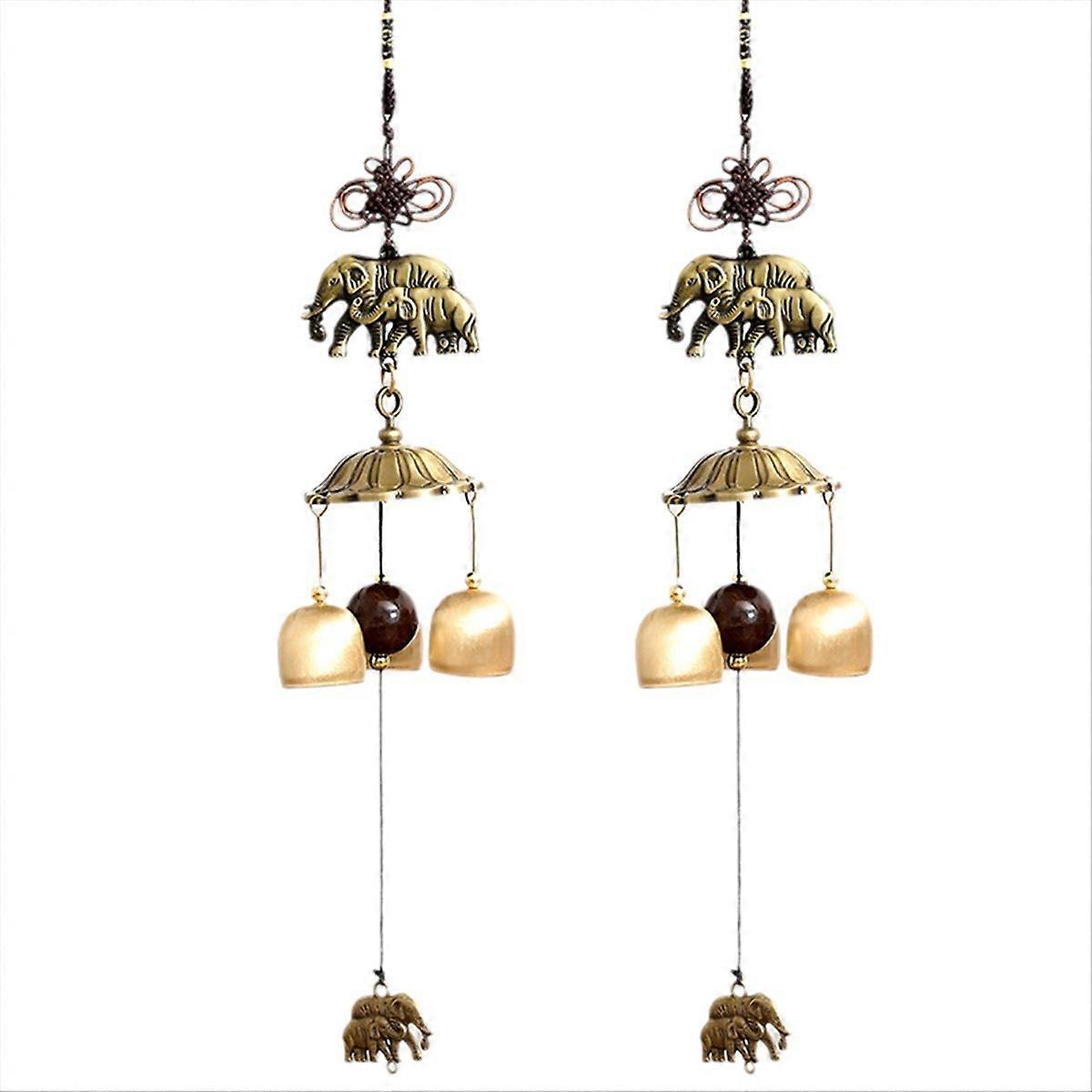Double Elephant Metal wind chime pendant