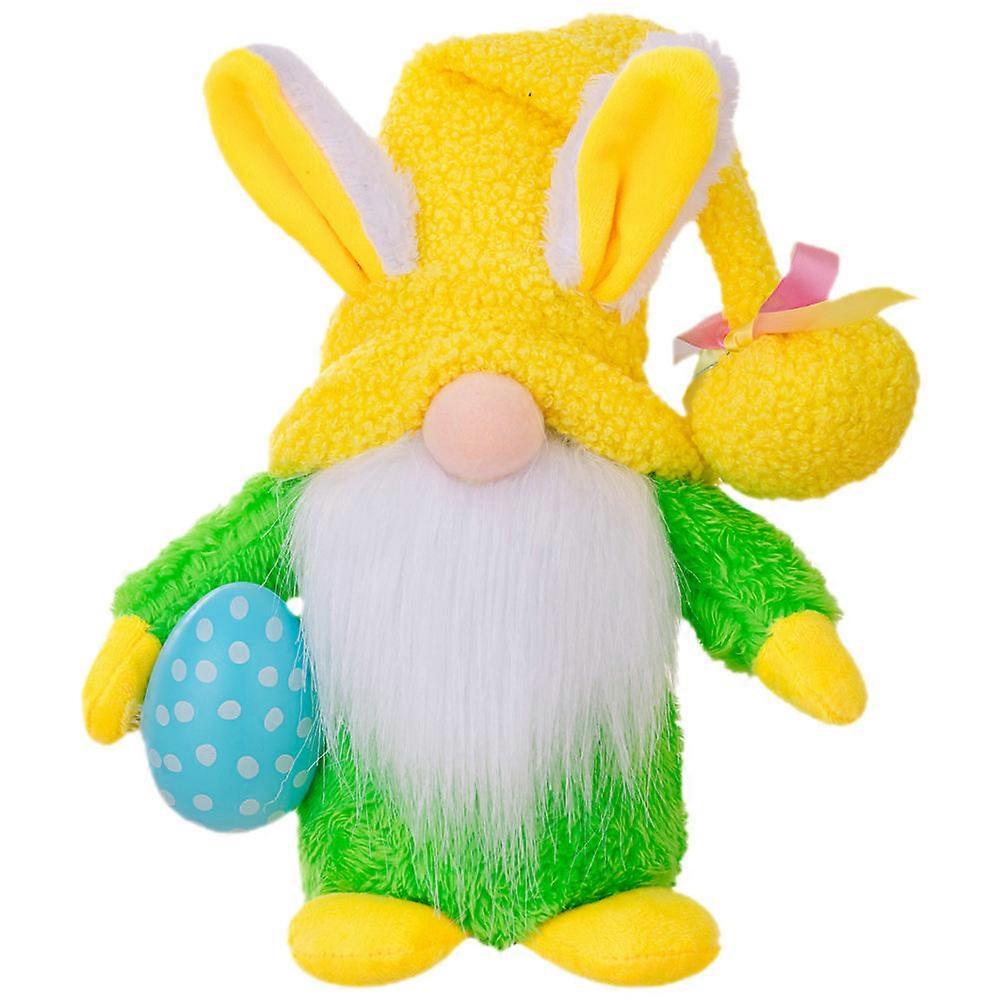Lighted Bunny Easter Gnome for Decor Plush Gnome Doll Yellow