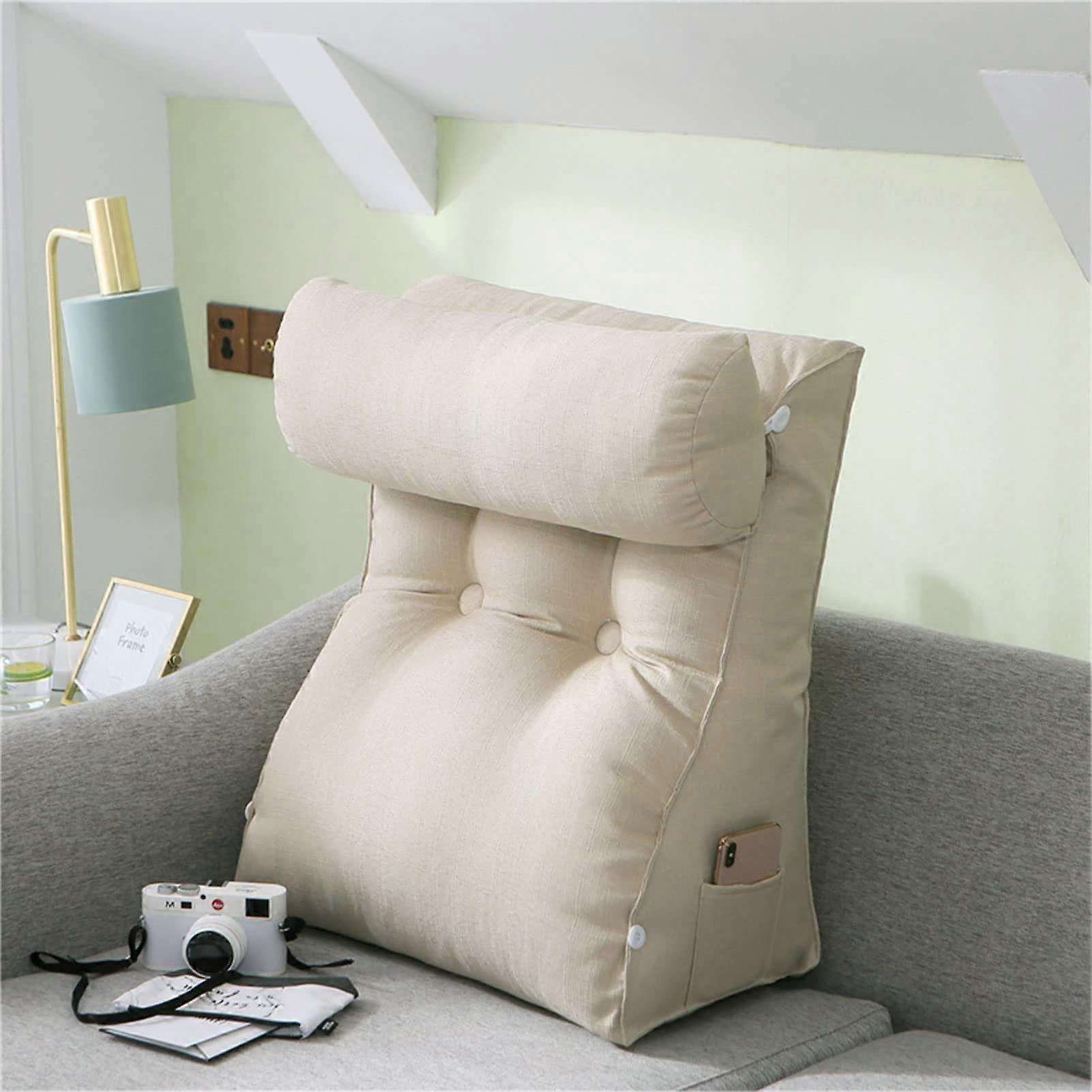 Reading Pillow with Ergonomic Lumbar Support, Triangle Wedge Back Cushion for Bed or Sofa