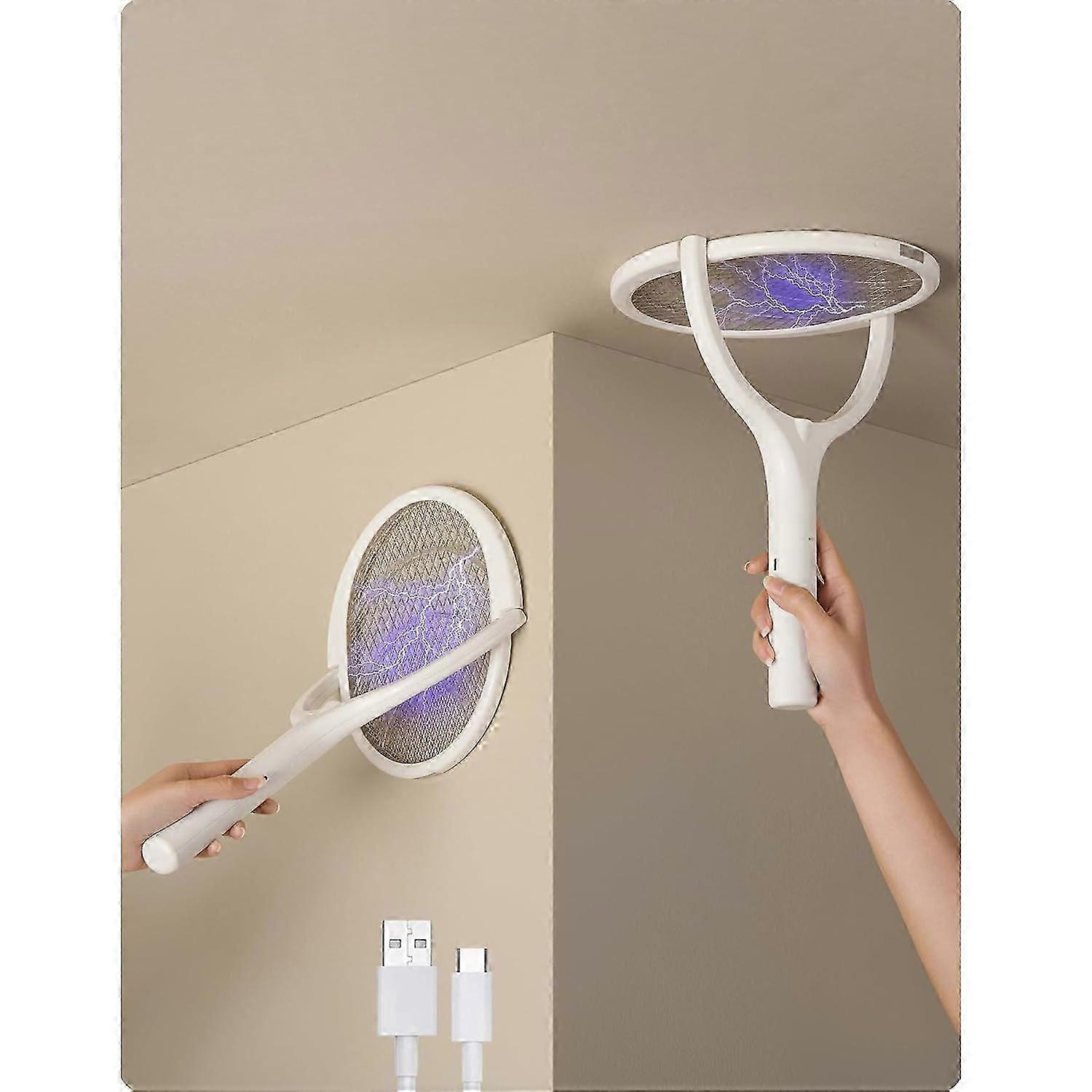 Electric Fly Swatter with Telescopic Extension and USB Rechargeable Function
