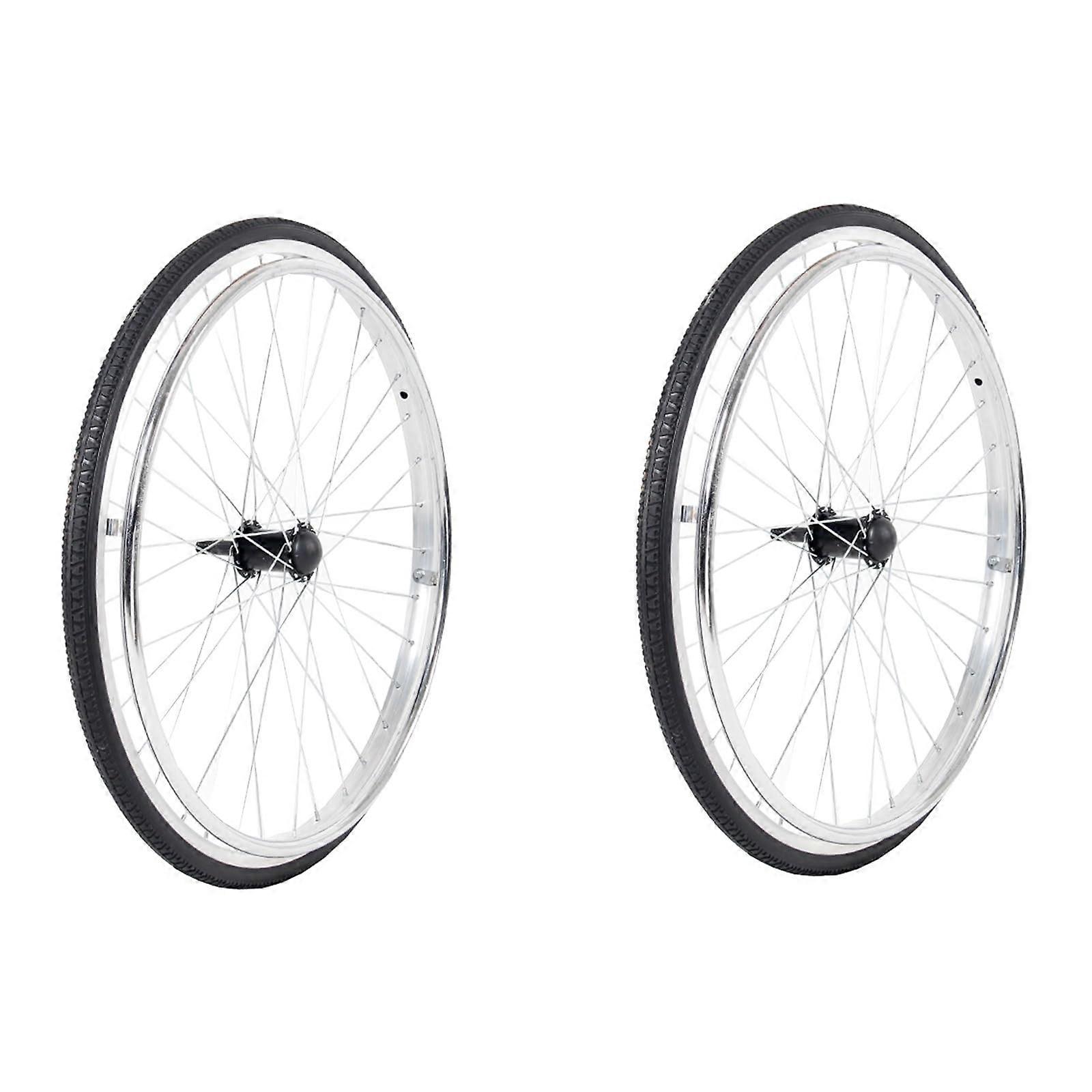 24 Inch Solid Polyurethane Wheelchair Rear Wheel Replacement, AntiRust, NonSlip Black