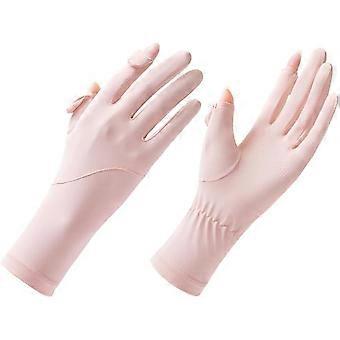 UV-Schutzhandschuhe für Damen, feine Autofahrerhandschuhe, atmungsaktive Eisseidenhandschuhe, rutschfeste Handschuhe, Touchscreen-Handschuhe für Camping, Autofahren, Radfahren und Wandern