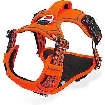 Anti-trek hondentuigje voor grote en middelgrote honden, verstelbaar, reflecterend oranje hondentuigje.