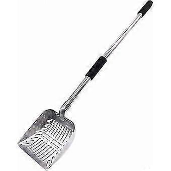 Cat litter scoop with long telescopic handle, metal handle (black handle)