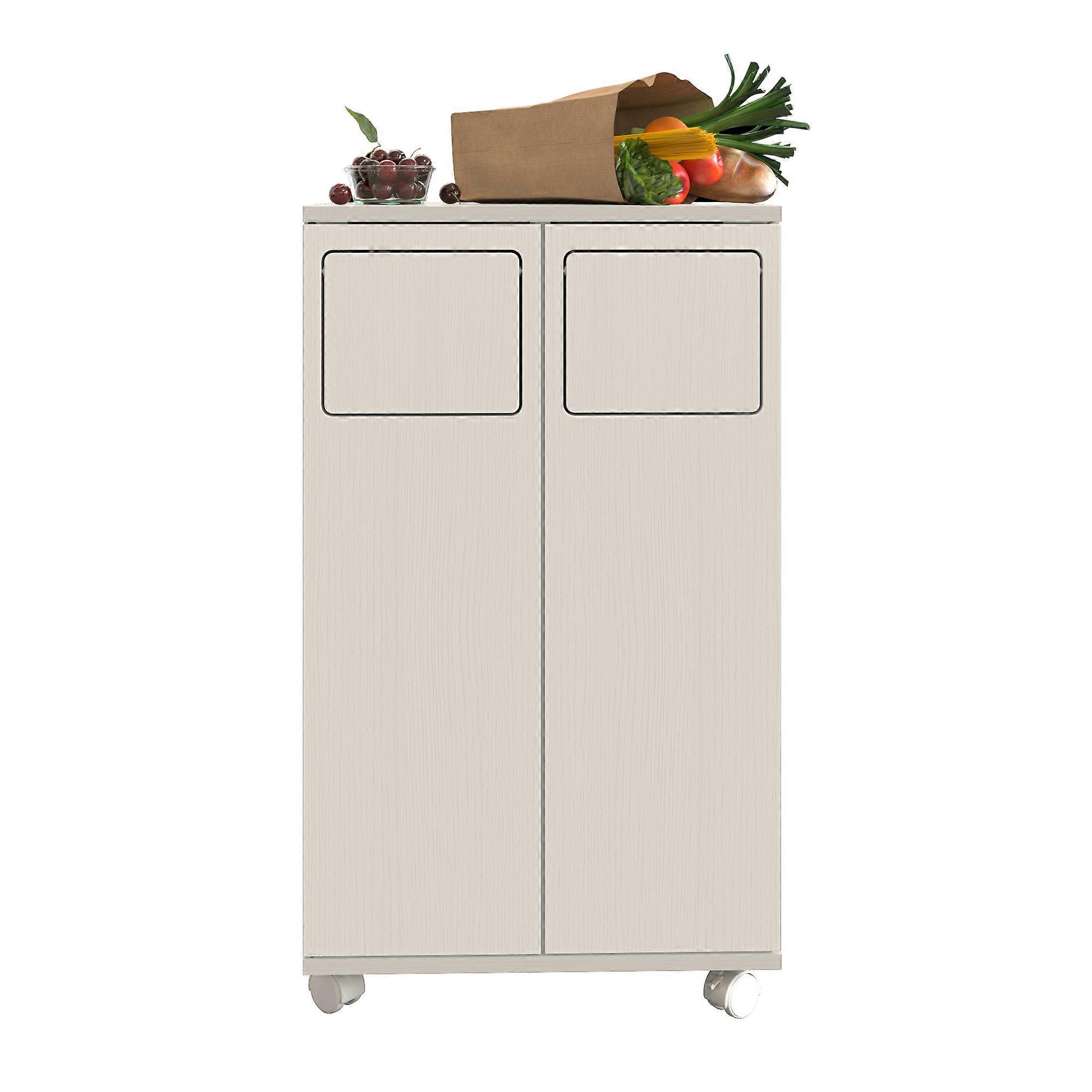 Double Trash Cabinet, Rolling Kitchen Waste Sorting Unit For Dining Room