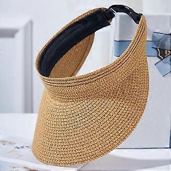 Chapeaux de soleil pour femmes, visières de plage ajustables, chapeau à large bord pliable pour queue de cheval