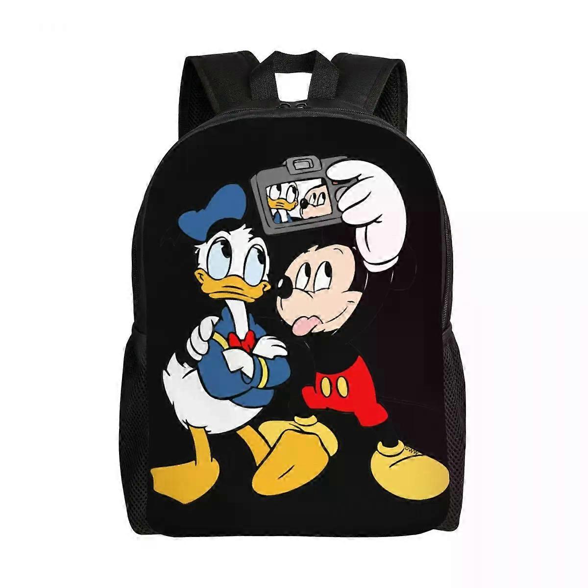 SJ2865 Mickey Mouse Donald Duck Minnie Laptop Backpack Men Women Basic Bookbag for College School Student Bag