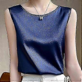 Zijden satijnen dames tanktop, elegante mouwloze blouse met losse pasvorm voor zomerse casual outfits