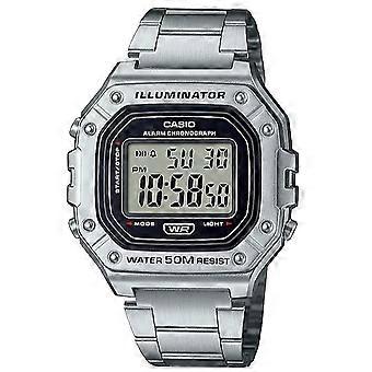 CASIO TIMELESS COLLECTION SPORT ILLUMINATOR WR 50M, ALARM, CHRONOGRAPH - SILVER - METAL SERIE