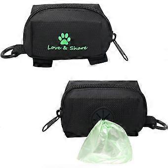 Portable Dog Waste Bag Dispenser, Durable Oxford Cloth Poop Bag Holder with 1 Roll for Walking, Hiking