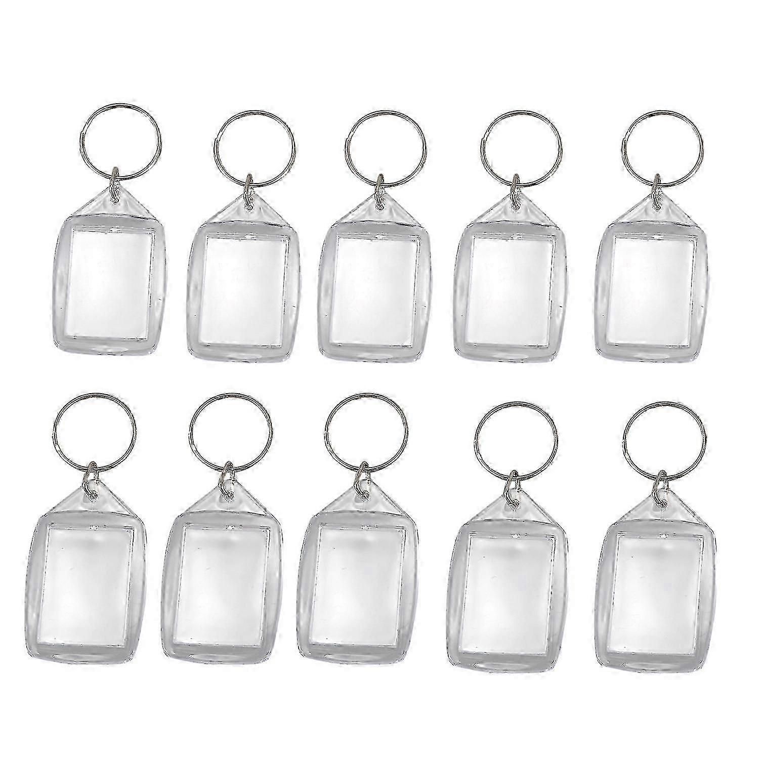 Passport Photo Insert Compatible 10 Pack Clear Acrylic Keychains with Keyfob