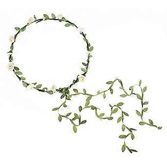 Heytea 2Pcs Mode pour Style Bohème Mariage Mariée Coiffe De Mariée Floral Fleur Guirlande Couvre-chef Bandeaux (Blanc crème)