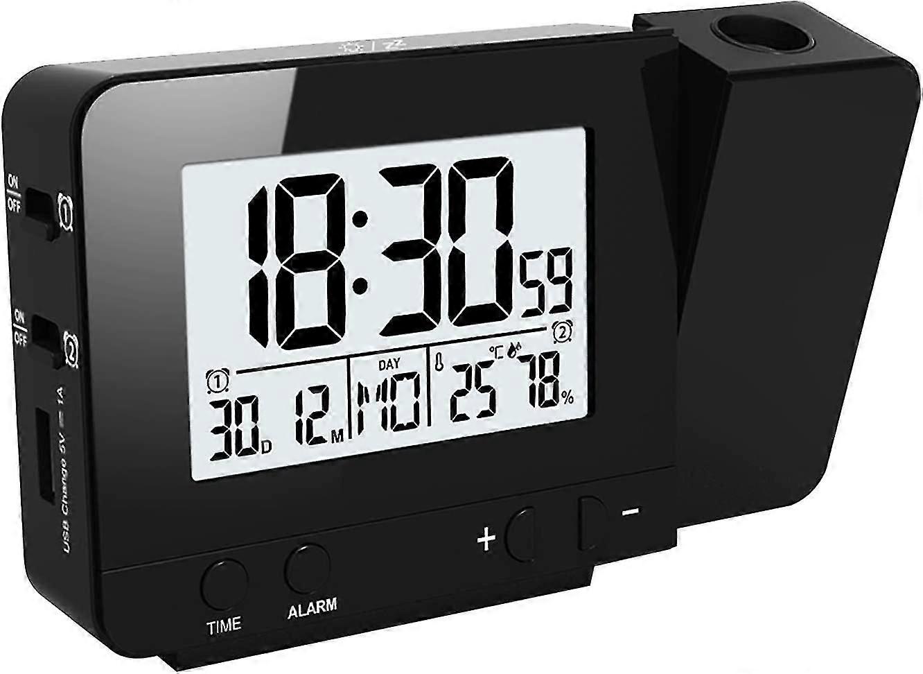 Led Projector Clock, Digital Alarm Clock Projection Alarm Clock Indoor Temperature 4 Levels Adjustable Brightness Function