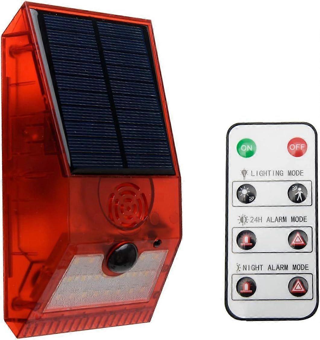 Solar light with motion sensor strobe and remote control, solar powered, waterproof, wireless, with 6 smart modes.