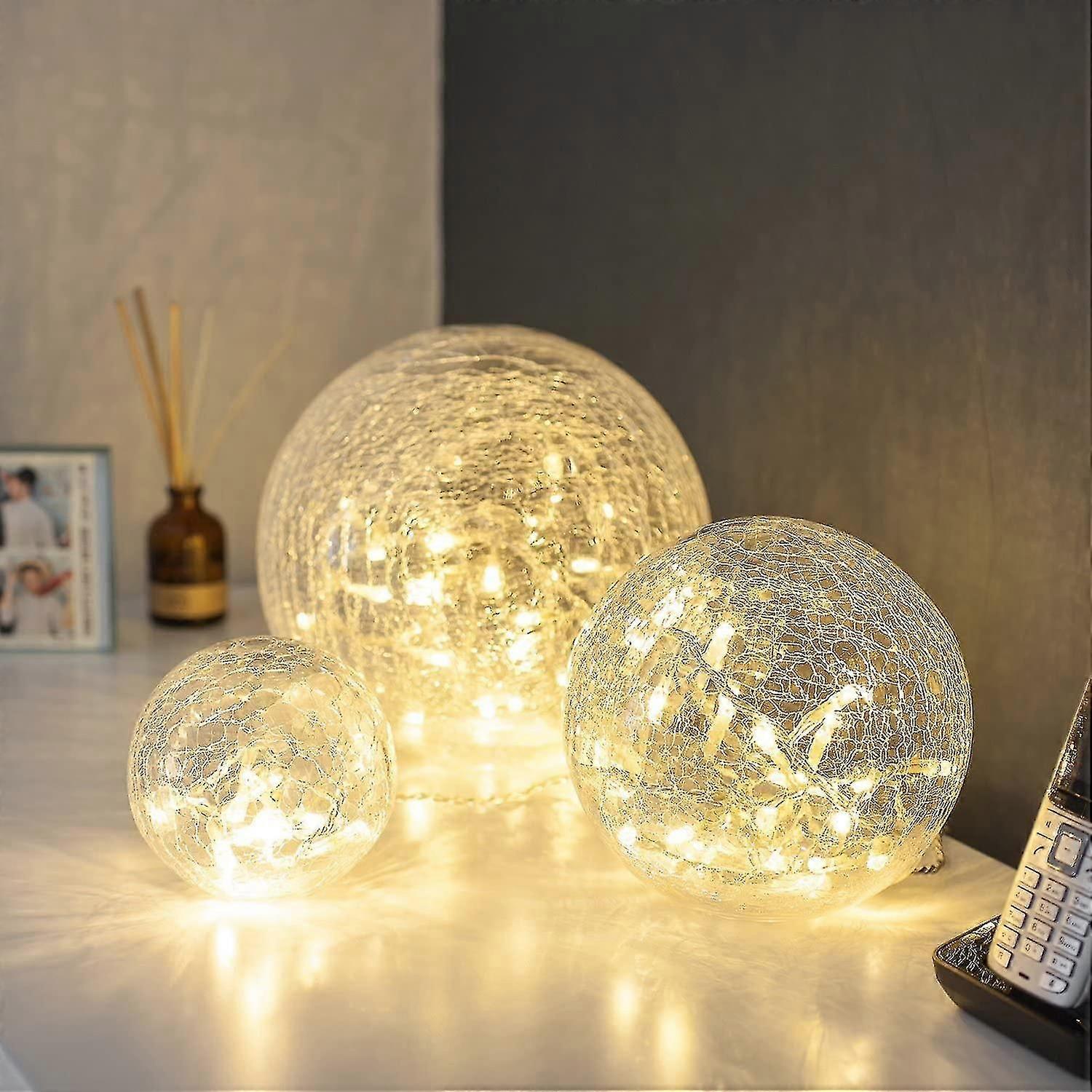 Lights4fun Set med 3 LED-glaskulor batteridrivna