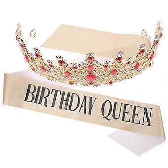 Prinzessinnenkrone, Geschenkset für Damen, Krone, Brautschärpe, 1 Set zur Dekoration