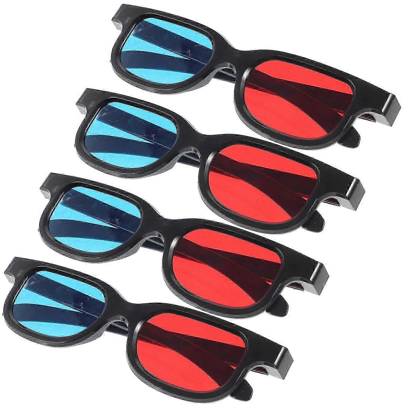 3D Glasses, Plastic Eyewear, 4Pcs Compatible with TV, Projector, Mobile Devices, Computers