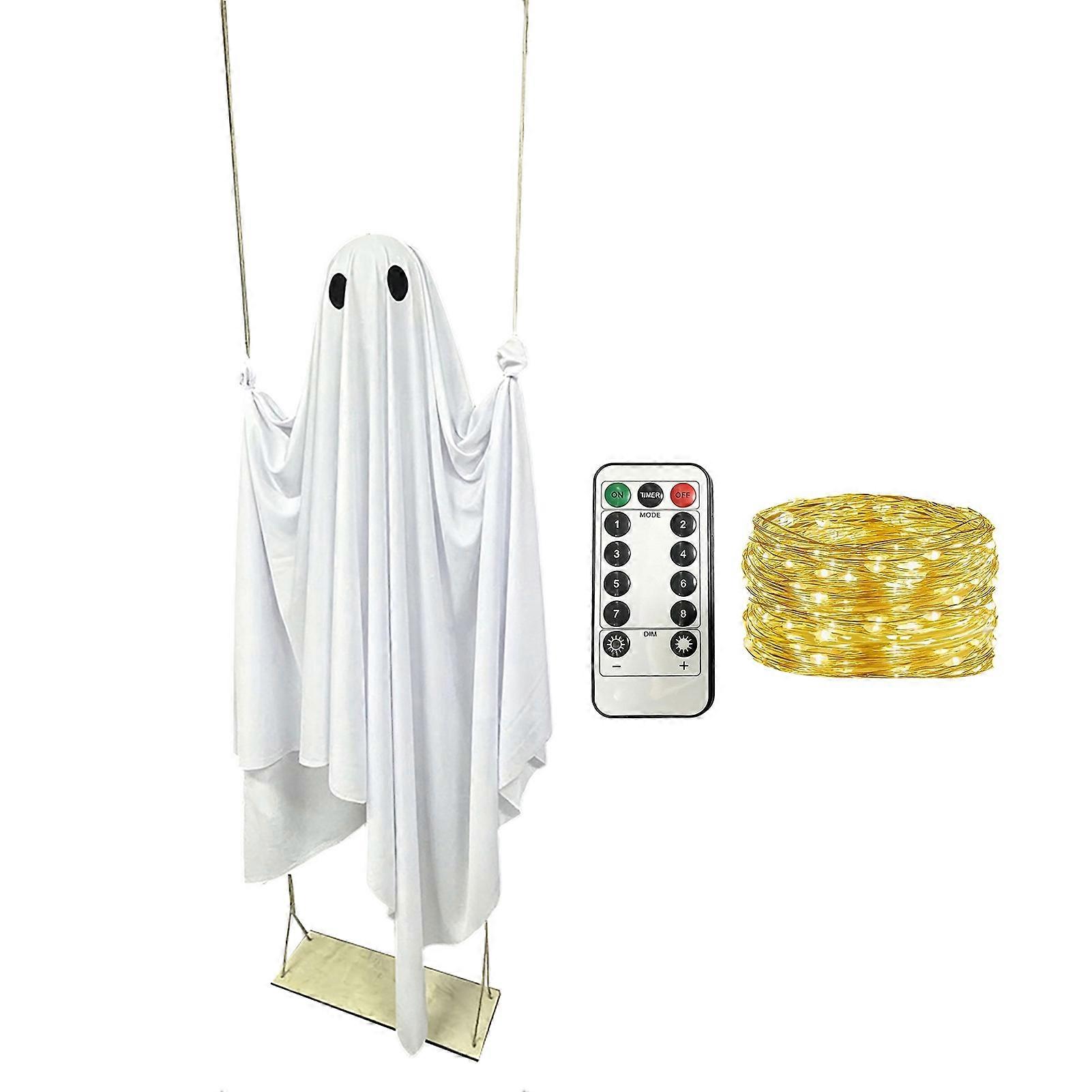 Hanging Ghost Swing Decor - Glowing Floating Ghost for Yard Tree Outdoor Party