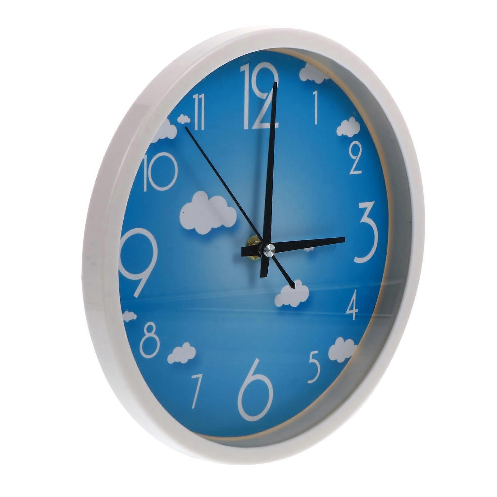 Hanging Wall Clock Battery Operated Cloud Pattern Decorative Clock No Battery