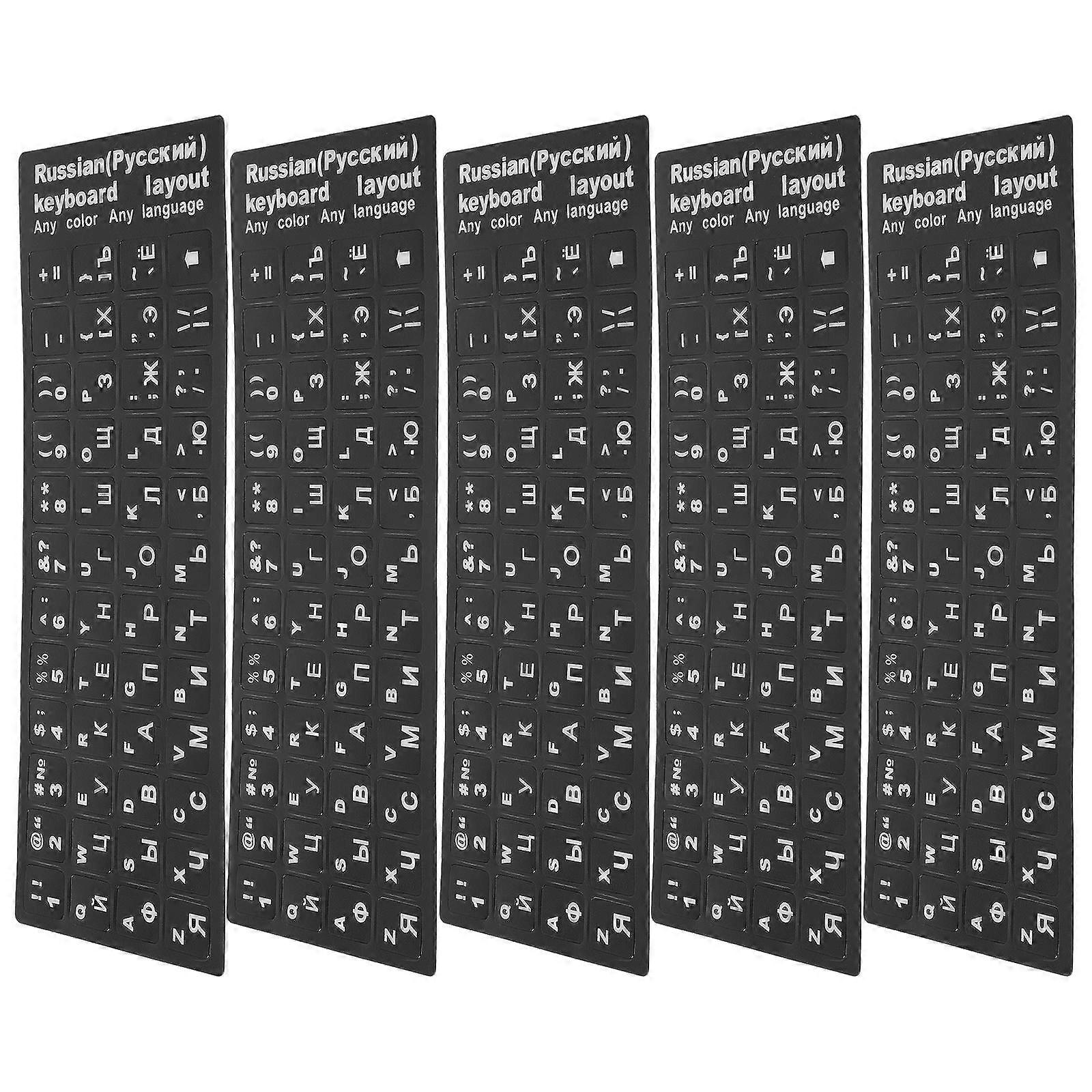 5 Sheets Keyboard Sticker Russian Keyboard Label Decoration Computer Accessory