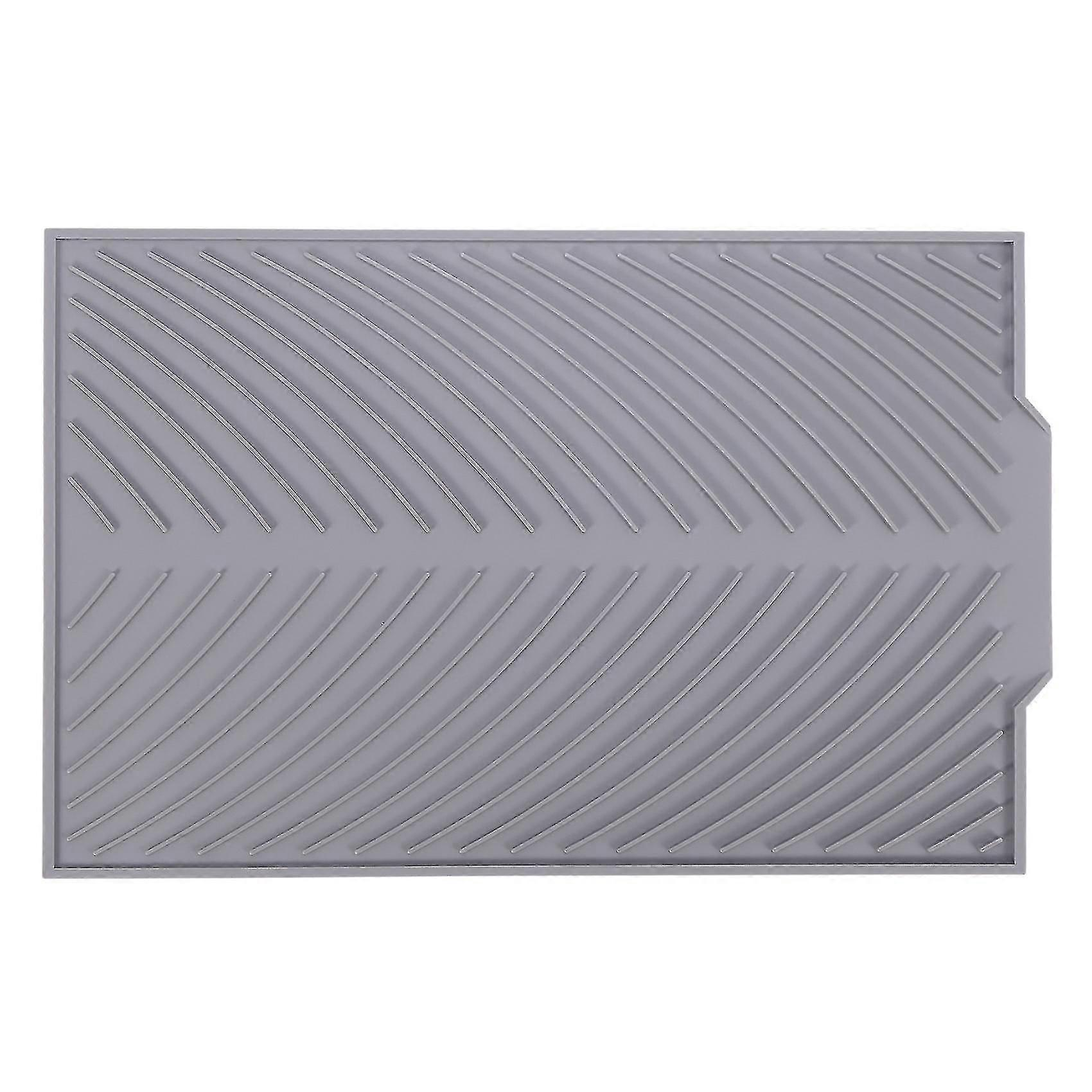 Silicone Dish Drying Pad Sink Folding Drain Pad, Rectangular Grey