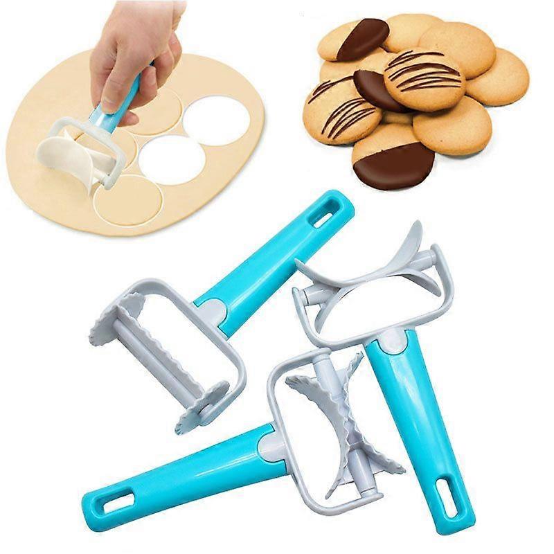 3 Piece Rolling Cutter Set Round Cutter Square Cookie Cutter Cookie Riser Cake Tools