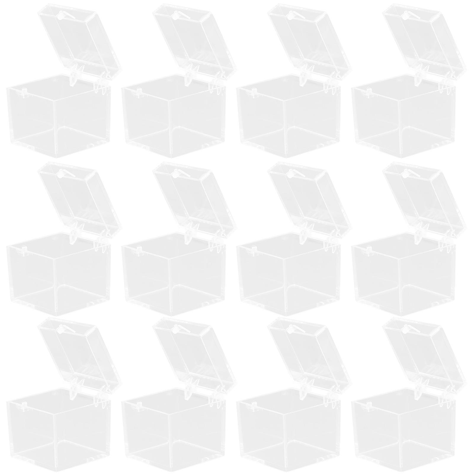 12pcs Transparent Mineral Sample Display Box Cube Specimen Storage Boxes Display Box