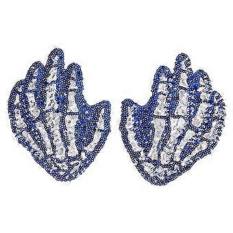 Reusable Nipple Pasties Selfs Adhesive Nipple Covers Pasties Shining Bra Sticker Covers Pads with Sequins Nipple Petals Blue