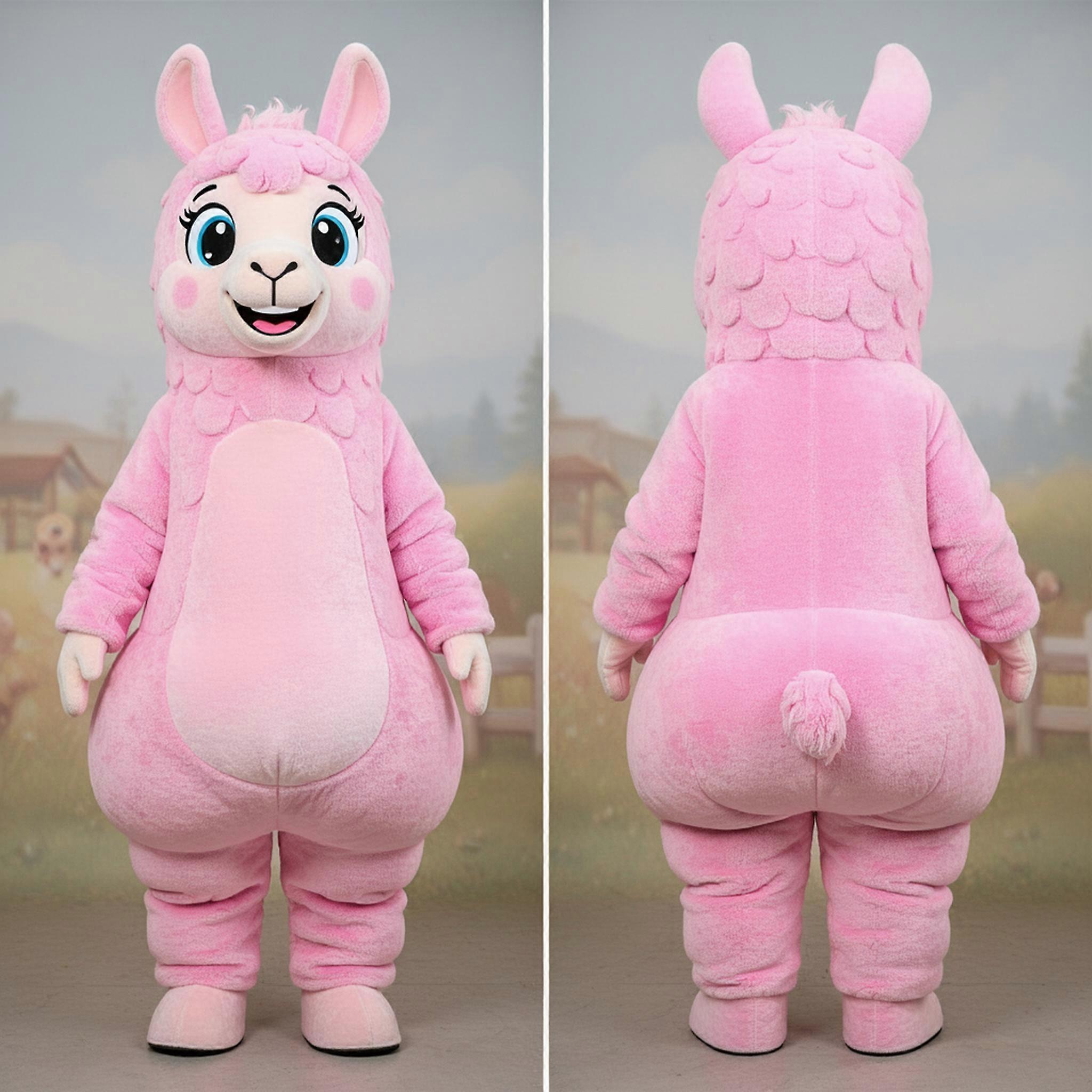 MASTICOT Pink Velvety Llama Mascot