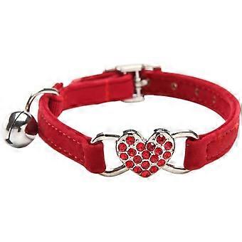 Cat Collars with Heart Charm and Crystal Bling Pet Supplies Red