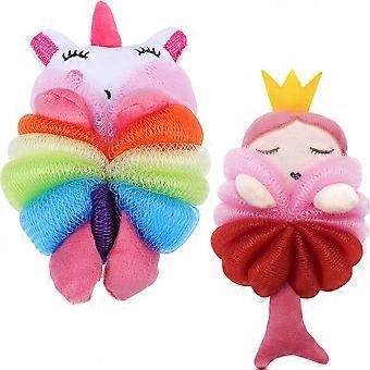 2Pcs Toddler Cartoon Bath Ball for Shower Use Kid-Friendly Loofah