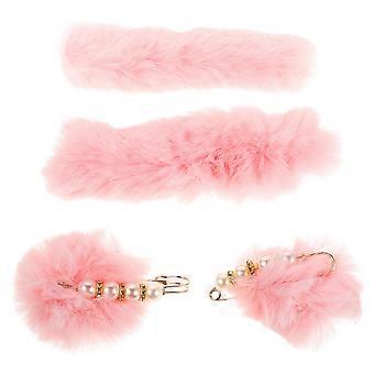 Hole Shoe Plush Strap for Comfortable Heel Fixing 1Set Pink