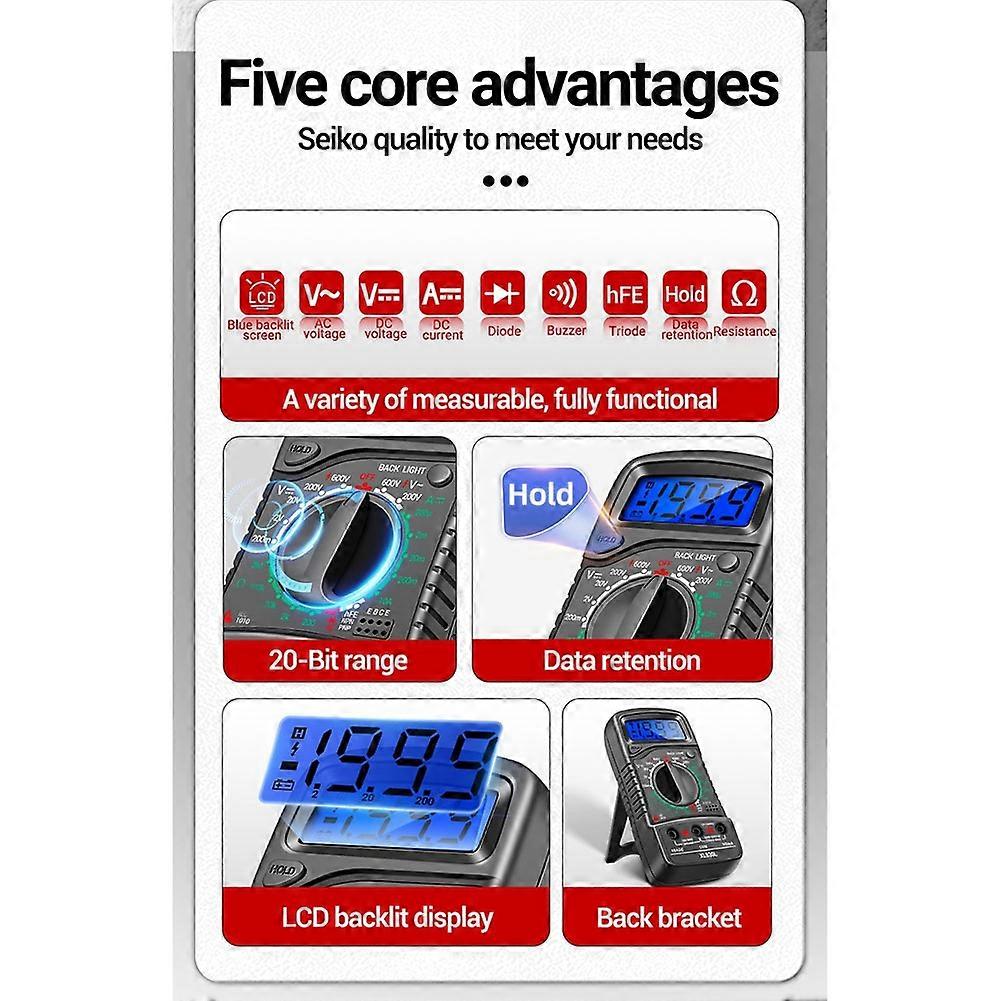 ANENG Professional Digital Multimeter AC/DC Voltage Current Tester, Ohm Meter with Buzzer Data Hold LCD Backlight