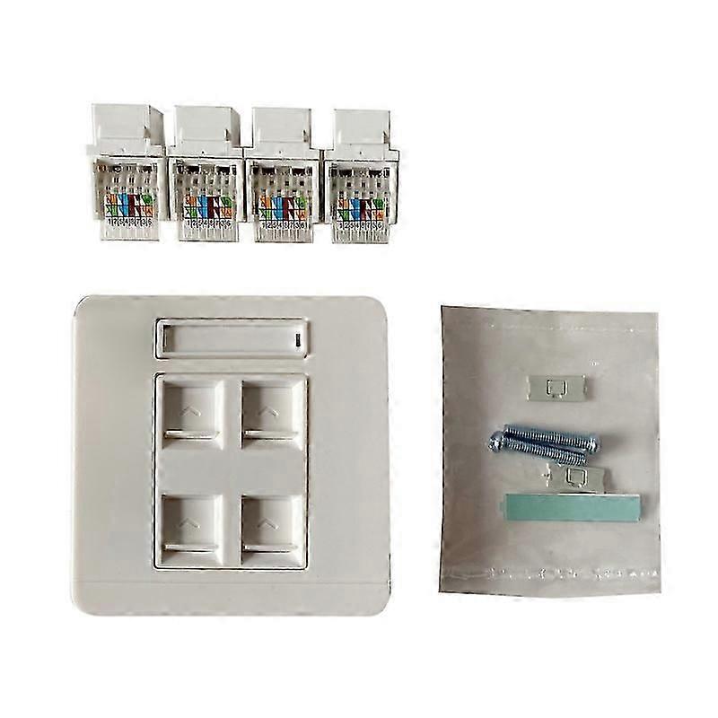 4 Ports UTP CAT6 Network Module RJ45 Wall Plug Lan Socket Connector Tool Free