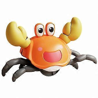 Crab Crawling Toy with Induction Sensor Obstacle Avoidance, Interactive Musical Pet for Toddlers & Kids