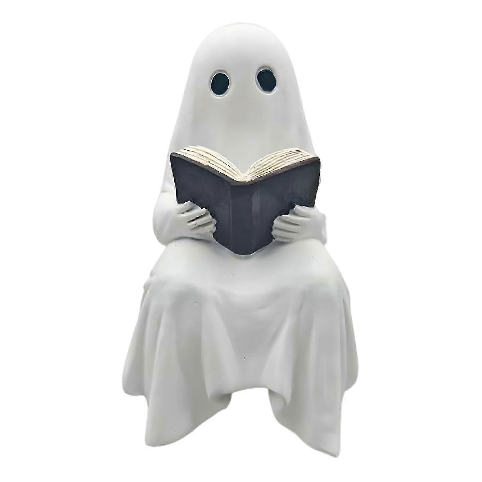Spooky Ghost Reading Figurine compatible with Halloween Office Decor