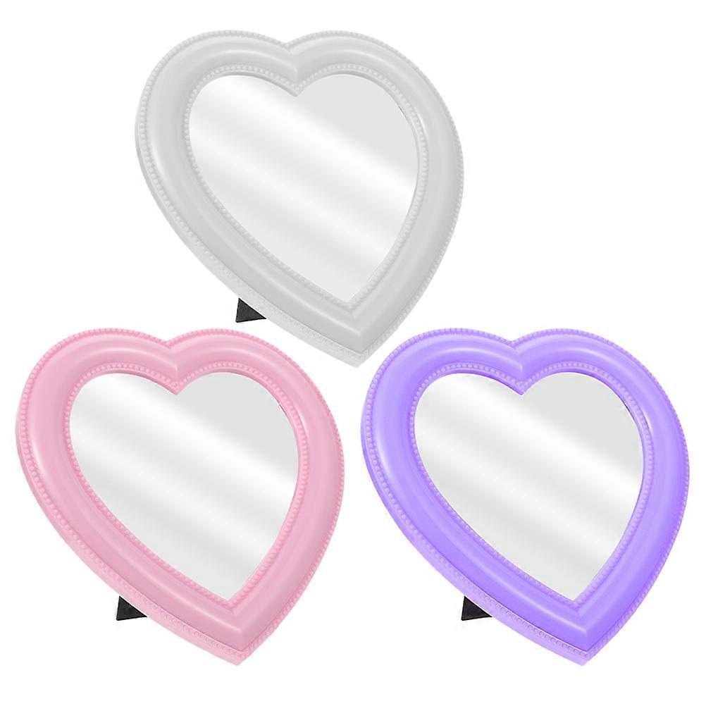 3Pcs Heart Shaped Tabletop Mirror for Use
