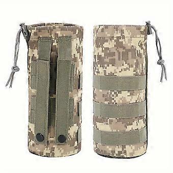 Tactical Water Bottle Pouch, Drawstring MOLLE Hydration Carrier with Mesh Design, Travel Holder for Outdoor Hiking