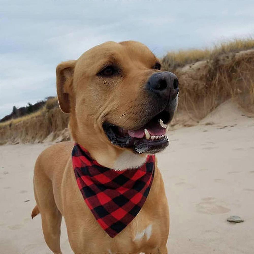 Double-Layer Cotton Checkered Pet Scarf