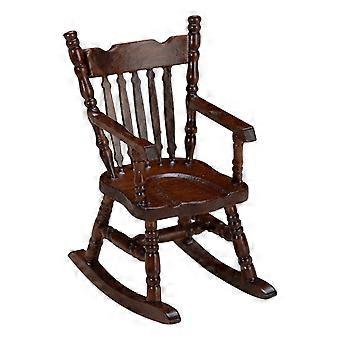 Doll House Furniture Model Miniature Rocking-Chair for Decor 2Pcs Dark Red Wood