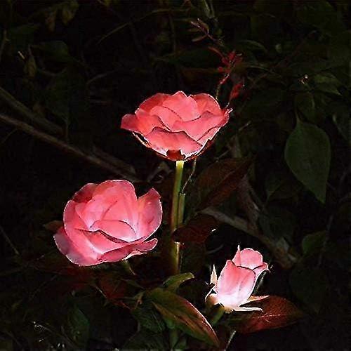 Solar-Powered Pink Rose Light Pair