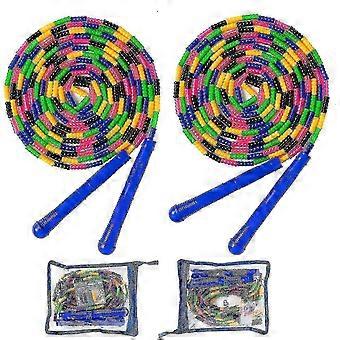 Double Dutch Springseil, 4,8 m, 2er-Pack, langes Springseil für Kinder und Erwachsene, Springseil mit weichen Perlen, für mehrere Personen – -subaoe