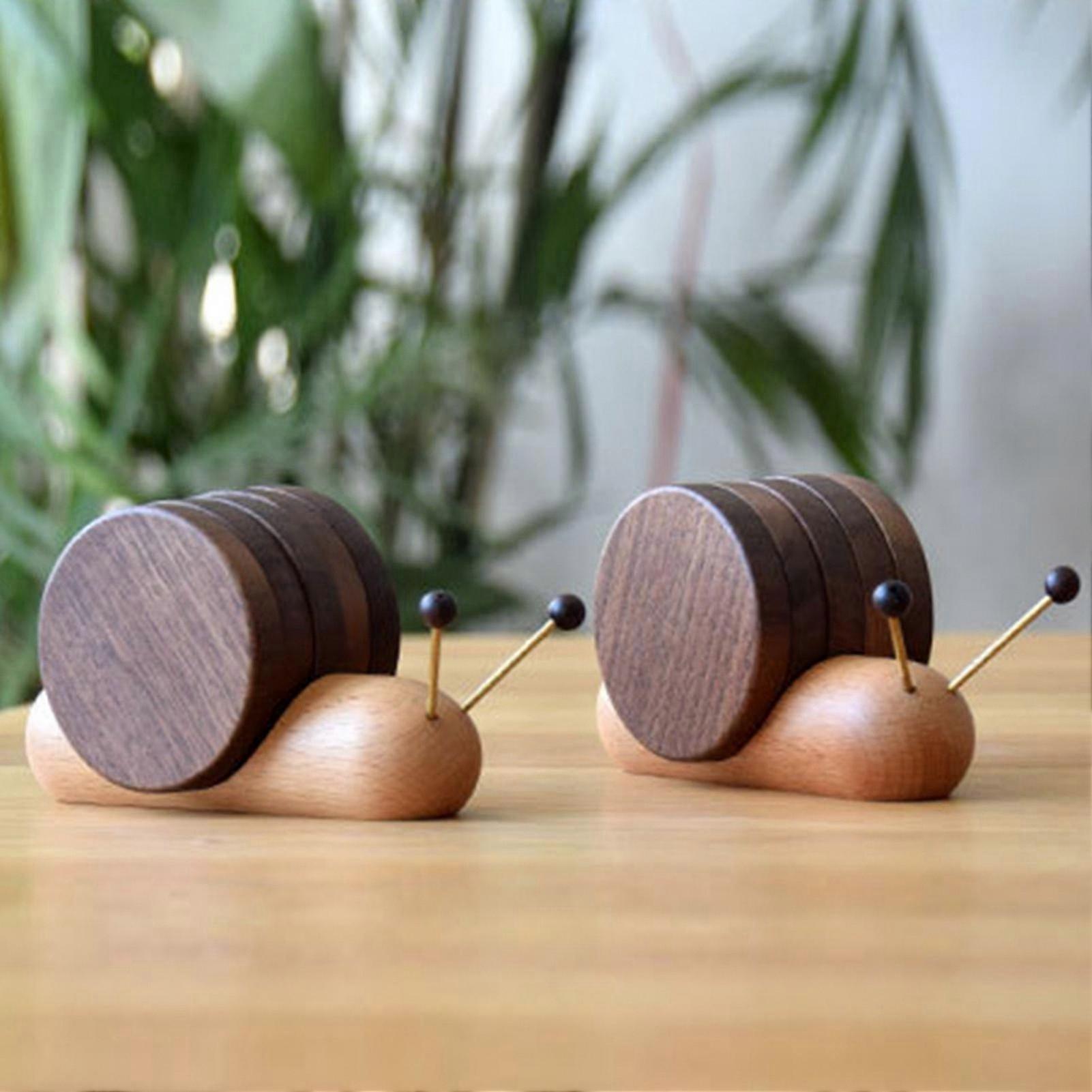 Solid Wood Snail Coasters Magnetic Heat-Insulating Set
