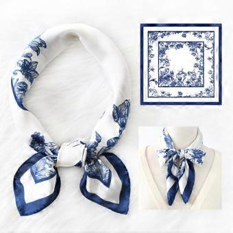 Versatile Xiaoxiangfeng Premium Flower Silk Scarf Big Brand Simple Tie Bag 71 Simulation Silk Small Square Scarf