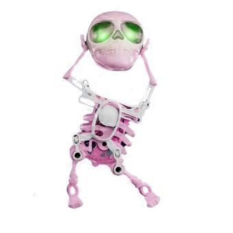 Pink Wind Up Dancing Skeleton Toy with Bright Finish for Fun Desktop Decoration and Stress Relief