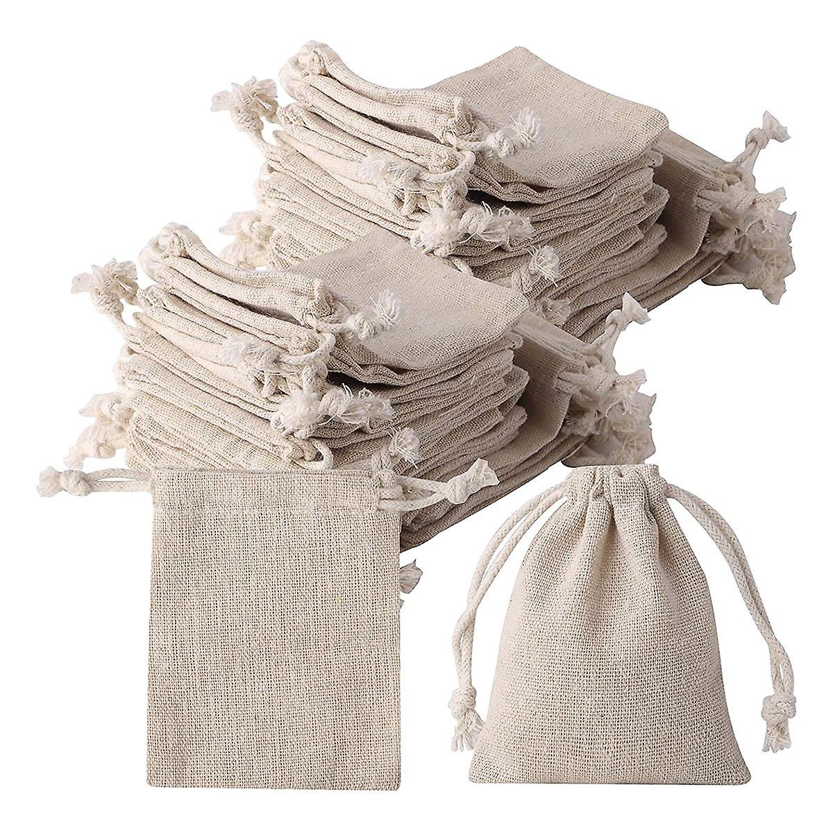 50Pcs Small Burlap Bags with Drawstring,3X4Inch Gift Little Burlap Drawstring Bags,Reusable to Tea